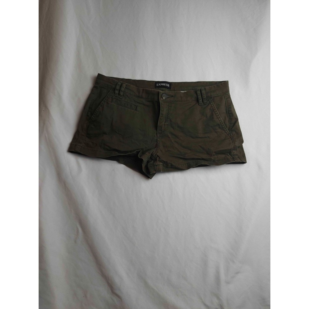 Express Shorts Womens 4 Olive Green Cotton Blend Low Rise Casual Chino Shorties